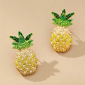 Baublebar Looking Pine Pavé Pineapple Drop Earrings - Yellow/Green - NWB